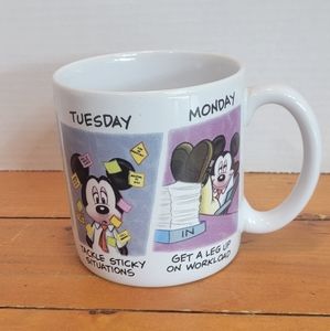 Disney Mickey Mouse Coffee Cup Mug Monday thru Friday Funny Work Week La…